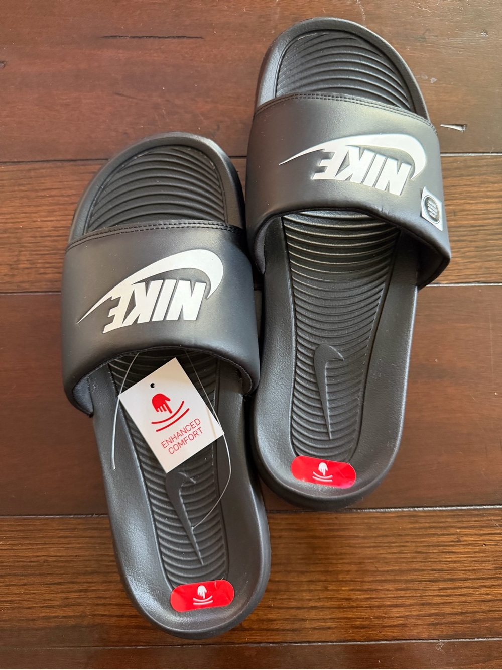 NEW IN BOX Nike Victori Black and White Logo One Slide Sandals - Picture 2 of 7